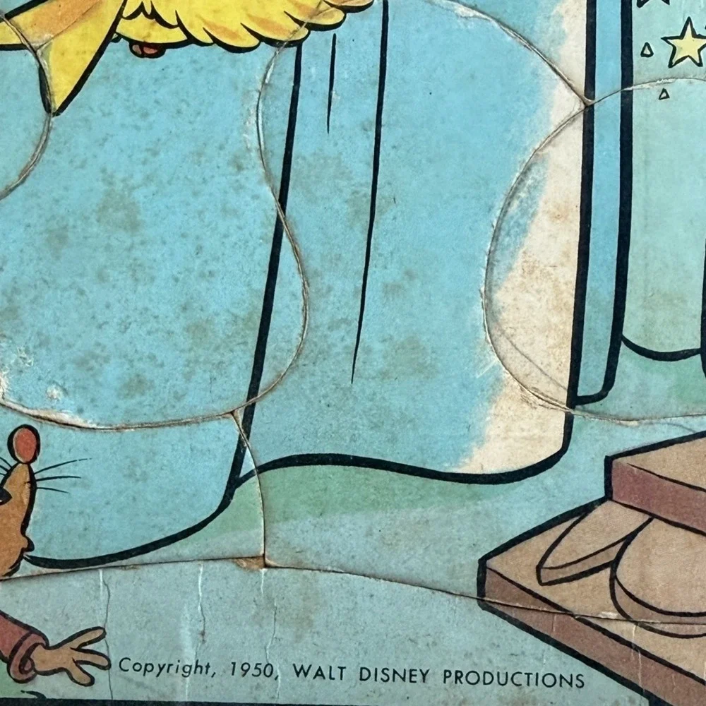 Vintage 1950 Walt Disney Cinderella‎ Fairy Godmother Puzzle Jaymar Tray Style